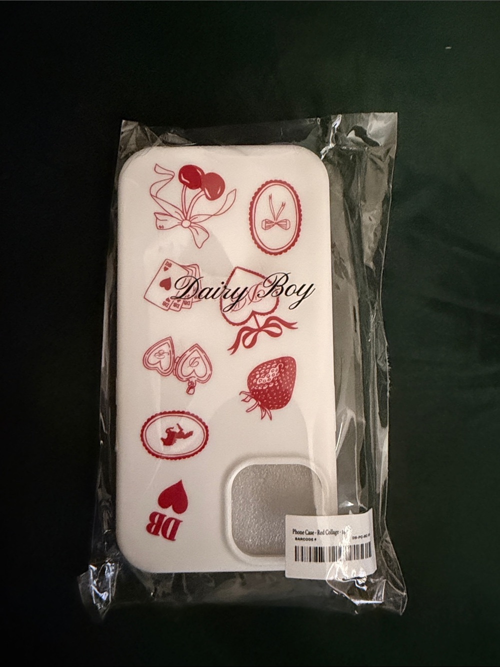 DairyBoy White Phone Case with Red Graphic Accents